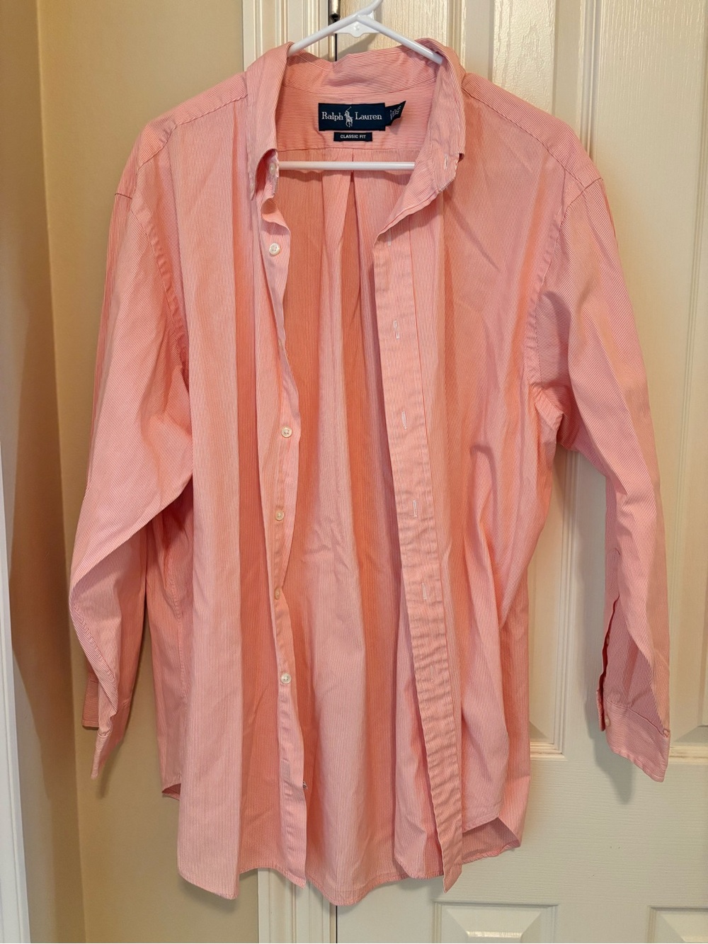 Ralph Lauren Coral-Striped Classic Fit Button-Down Shirt